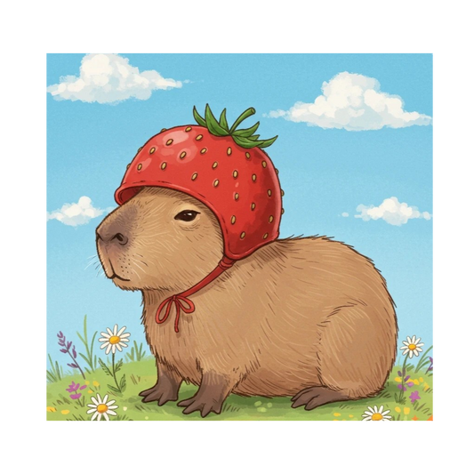 A Capybara Strawberry Hat